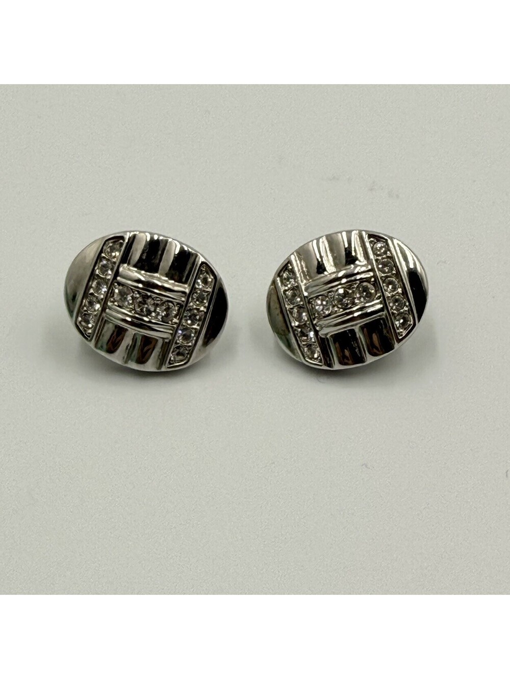 Camrose & Kross JBK Jackie Bouvier Kennedy Silver Tone Rhinestone Post Earrings